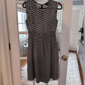 J. Crew Black and White Geometric Midi Dress